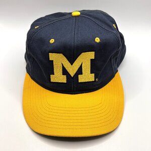Vintage Michigan Wolverines Hat Snapback Blue Gold Embroidered 100% Cotton